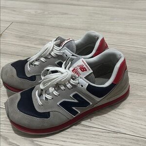 New Balance Gray, Red, and Black Sneakers